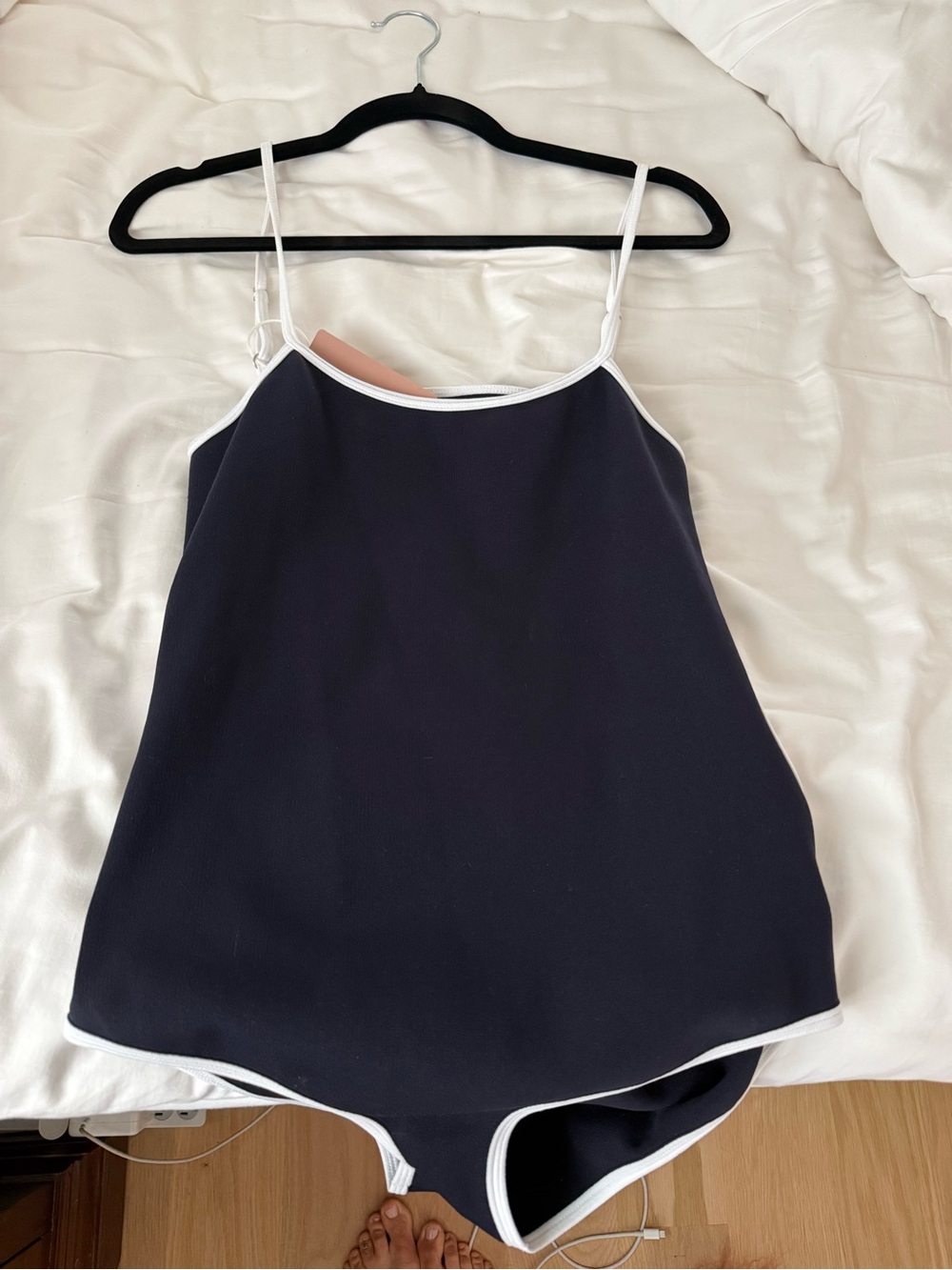 Miu Miu Navy One-Piece Swimsuit with White Trim - Picture 2 of 2